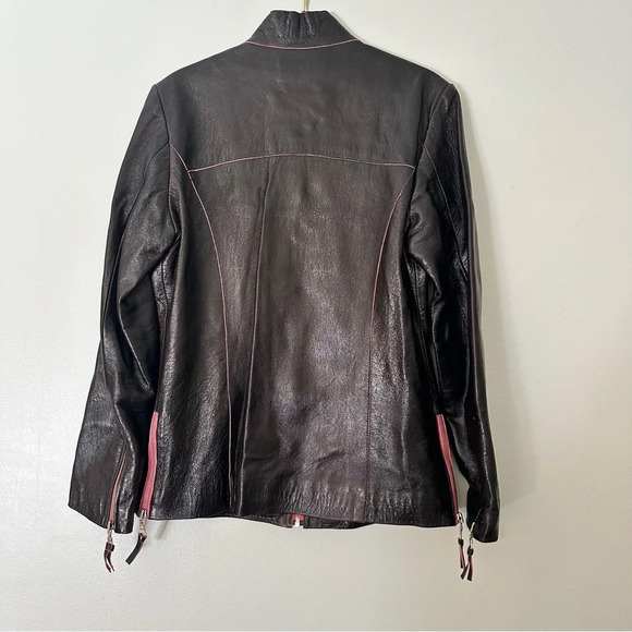 Lucien Piccard Real Genuine Leather Jacket Black Pink Vintage Size Small - Picture 13 of 15